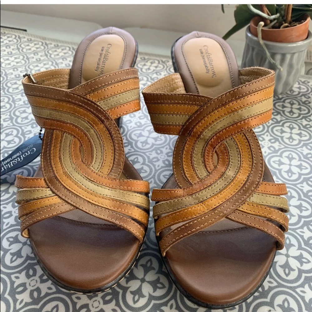 Brand New Croft and Barrow Leather Wedge Sandals